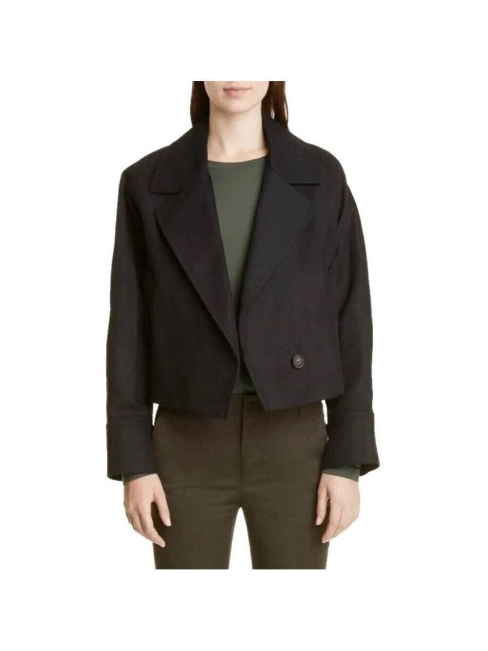 Vince Oversized Cropped Cotton Blend Blazer Jacket in Black Size XL - Picture 2 of 10